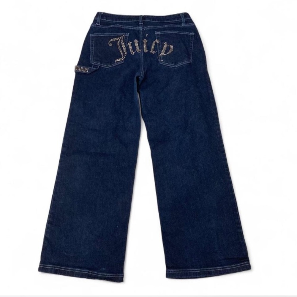 Juicy Couture Rhinestone Bedazzled Wide Leg Dark Wash Denim Jeans Women’s 11/30